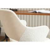 Darcie Armchair in Ivory Leatherette and Fabric with Black Base - Set of 1