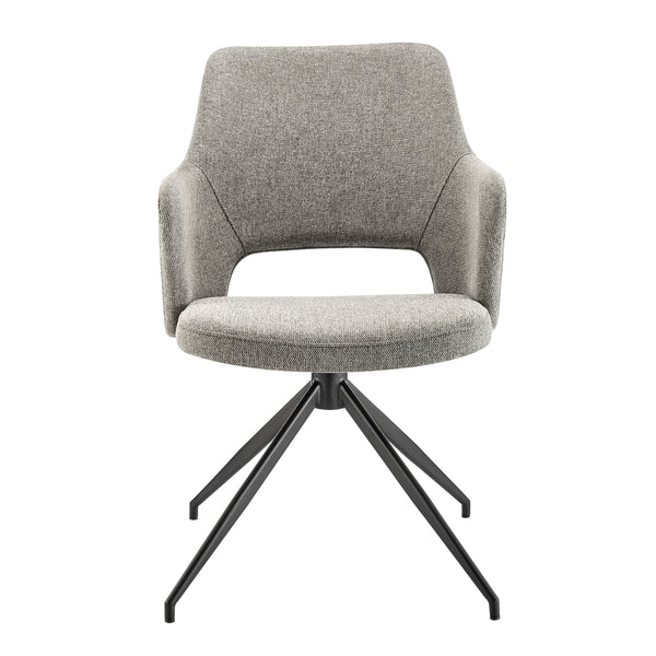 Darcie Armchair In Light Gray Fabric and Black Base - Set of 1
