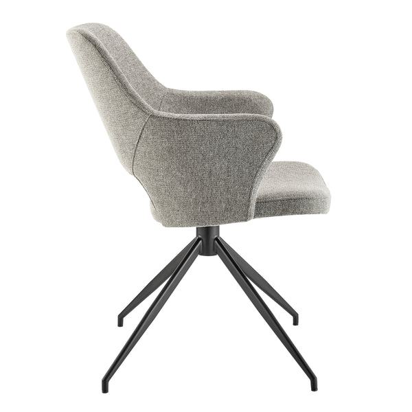 Darcie Armchair In Light Gray Fabric and Black Base - Set of 1