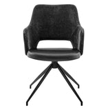 Darcie Armchair in Black Fabric, Leatherette and Base - Set of 1