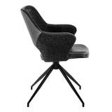 Darcie Armchair in Black Fabric, Leatherette and Base - Set of 1
