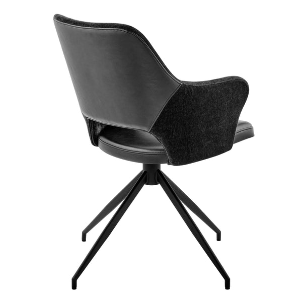Darcie Armchair in Black Fabric, Leatherette and Base - Set of 1