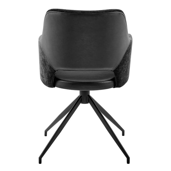 Darcie Armchair in Black Fabric, Leatherette and Base - Set of 1