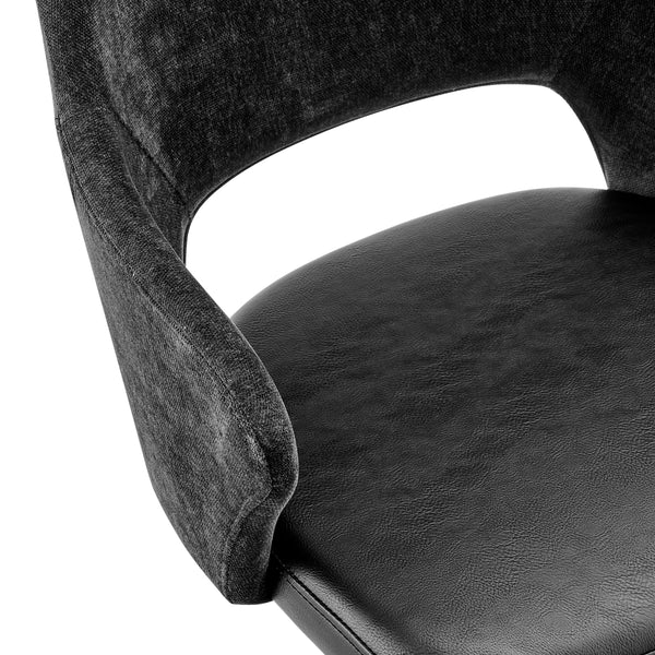 Darcie Armchair in Black Fabric, Leatherette and Base - Set of 1