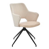Darcie Armchair in Light Beige Fabric, Beige Leatherette and Black Base - Set of 1