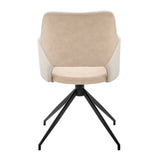 Darcie Armchair in Light Beige Fabric, Beige Leatherette and Black Base - Set of 1