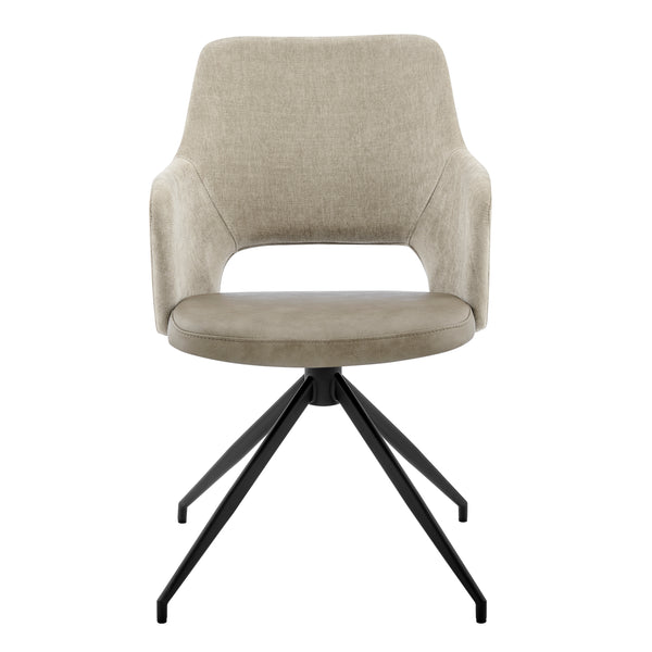 Darcie Armchair in Light Taupe Fabric, Light Gray Leatherette and Black Base - Set of 1