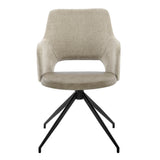 Darcie Armchair in Light Taupe Fabric, Light Gray Leatherette and Black Base - Set of 1