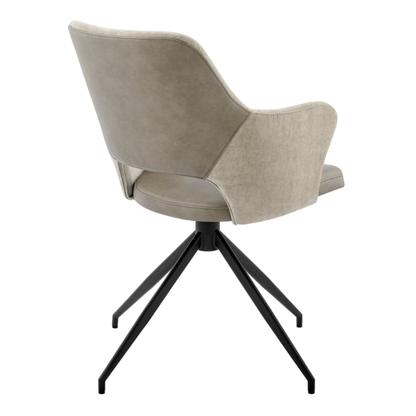 Darcie Armchair in Light Taupe Fabric, Light Gray Leatherette and Black Base - Set of 1