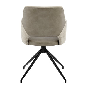 Darcie Armchair in Light Taupe Fabric, Light Gray Leatherette and Black Base - Set of 1