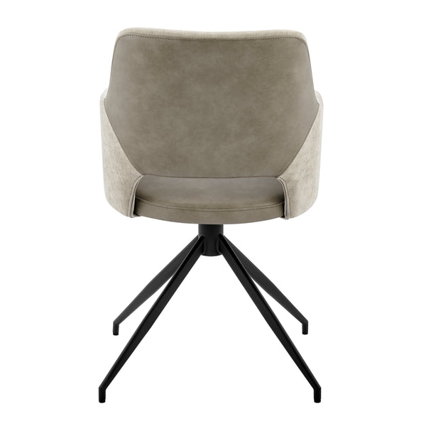 Darcie Armchair in Light Taupe Fabric, Light Gray Leatherette and Black Base - Set of 1