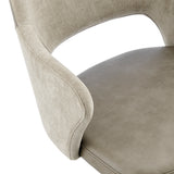 Darcie Armchair in Light Taupe Fabric, Light Gray Leatherette and Black Base - Set of 1