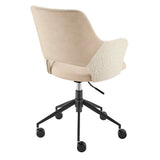 Darcie Office Chair in Ivory Leatherette and Fabric with Black Base