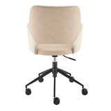 Darcie Office Chair in Ivory Leatherette and Fabric with Black Base