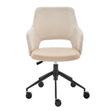 Darcie Office Chair in Light Beige Fabric, Beige Leatherette and Black Base