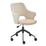 Darcie Office Chair in Light Beige Fabric, Beige Leatherette and Black Base