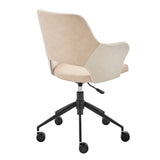 Darcie Office Chair in Light Beige Fabric, Beige Leatherette and Black Base