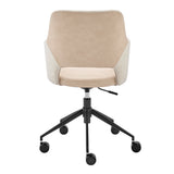 Darcie Office Chair in Light Beige Fabric, Beige Leatherette and Black Base