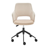 Darcie Office Chair in Light Beige Fabric, Beige Leatherette and Black Base