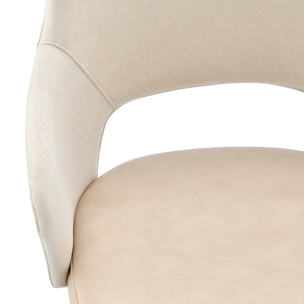 Darcie Office Chair in Light Beige Fabric, Beige Leatherette and Black Base