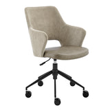 Darcie Office Chair in Light Taupe Fabric, Light Gray Leatherette and Black Base