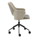 Darcie Office Chair in Light Taupe Fabric, Light Gray Leatherette and Black Base