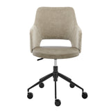 Darcie Office Chair in Light Taupe Fabric, Light Gray Leatherette and Black Base