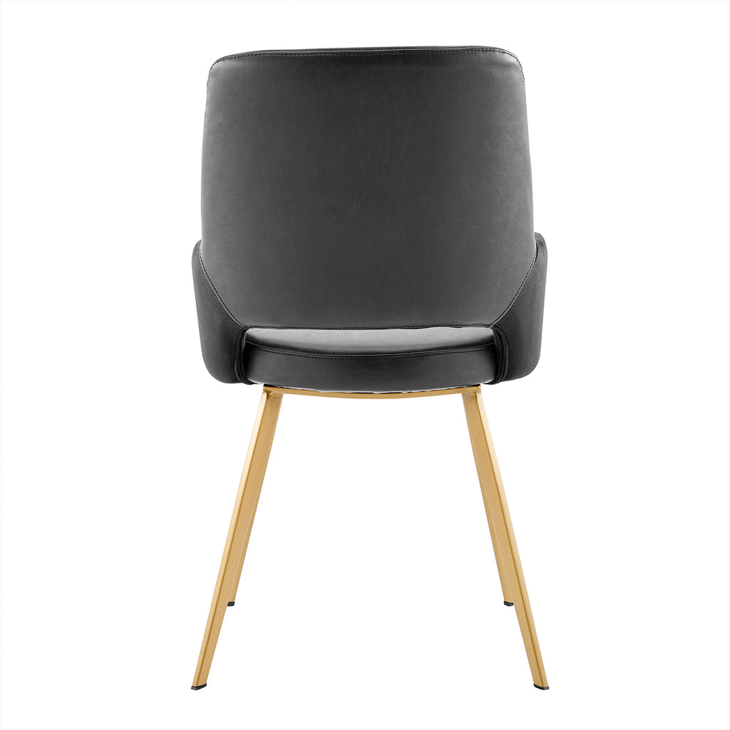Desi Armchair in Black Velvet Fabric and Leatherette with Matte Brushed Gold Base