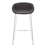 Zach-B Bar Stool with Black Fabric and Chromed Steel Frame and Legs - Set of 2