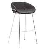 Zach-B Bar Stool with Black Fabric and Chromed Steel Frame and Legs - Set of 2
