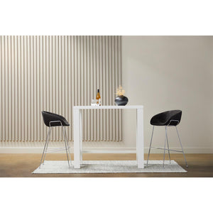 Zach-B Bar Stool with Black Fabric and Chromed Steel Frame and Legs - Set of 2