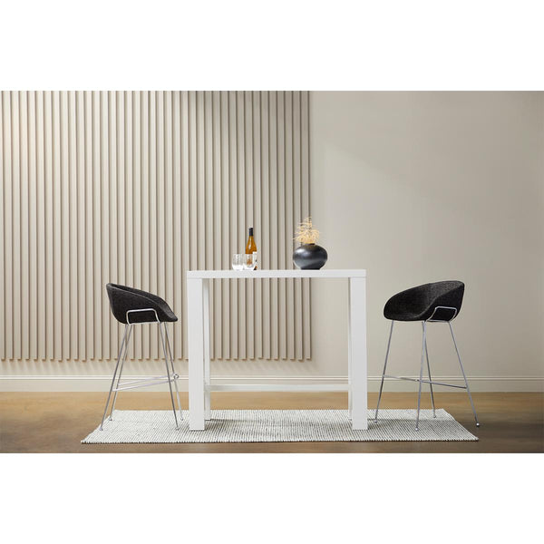 Zach-B Bar Stool with Black Fabric and Chromed Steel Frame and Legs - Set of 2