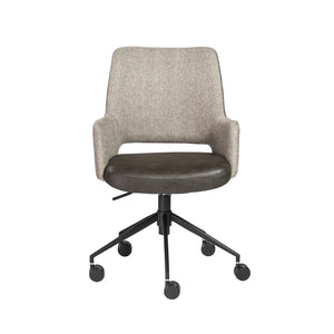 Desi Office Chair in Light Gray Fabric and Dark Gray Leatherette with Black Base