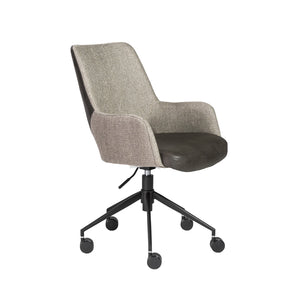 Desi Office Chair in Light Gray Fabric and Dark Gray Leatherette with Black Base