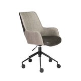 Desi Tilt Office Chair in Light Gray Fabric and Dark Gray Leatherette with Black Base