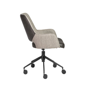 Desi Tilt Office Chair in Light Gray Fabric and Dark Gray Leatherette with Black Base