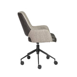 Desi Office Chair in Light Gray Fabric and Dark Gray Leatherette with Black Base