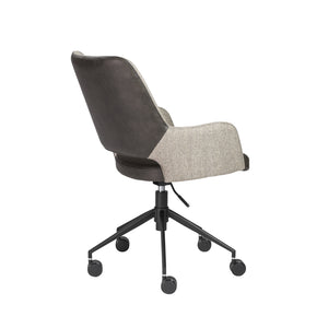 Desi Tilt Office Chair in Light Gray Fabric and Dark Gray Leatherette with Black Base