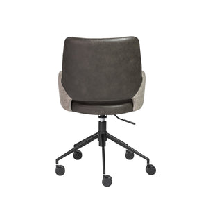 Desi Tilt Office Chair in Light Gray Fabric and Dark Gray Leatherette with Black Base