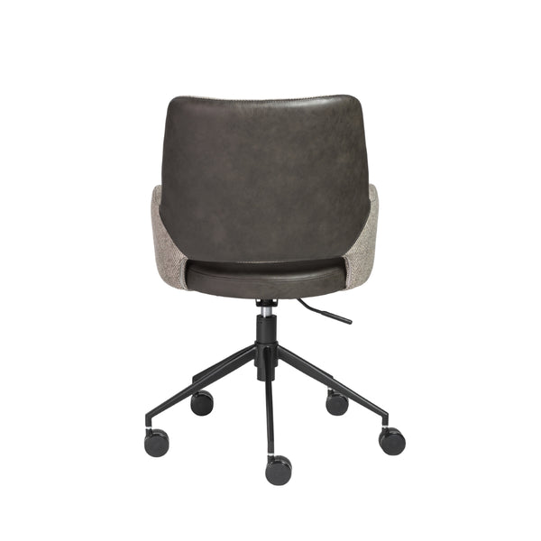 Desi Tilt Office Chair in Light Gray Fabric and Dark Gray Leatherette with Black Base
