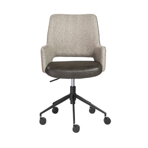 Desi Office Chair in Light Gray Fabric and Dark Gray Leatherette with Black Base