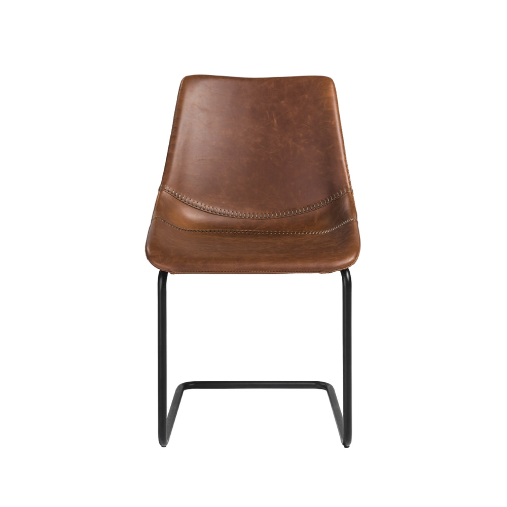 Flynn Side Chair in Dark Brown with Black Powder Coated Legs - Set of 2