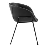 Zach Armchair with Black Leatherette and Matte Black Powder Coated Steel Frame and Legs - Set of 2