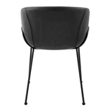 Zach Armchair with Black Leatherette and Matte Black Powder Coated Steel Frame and Legs - Set of 2