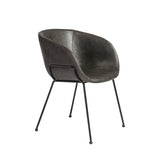 Zach Armchair with Dark Gray Leatherette and Matte Black Powder Coated Steel Frame and Legs - Set of 2