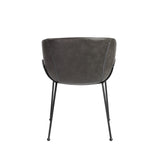 Zach Armchair with Dark Gray Leatherette and Matte Black Powder Coated Steel Frame and Legs - Set of 2