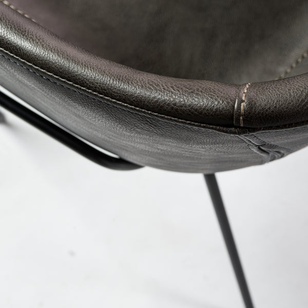 Zach Armchair with Dark Gray Leatherette and Matte Black Powder Coated Steel Frame and Legs - Set of 2