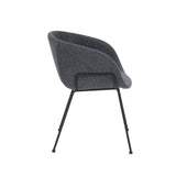Zach Armchair in Dark Gray Fabric and Black Legs - Set of 2