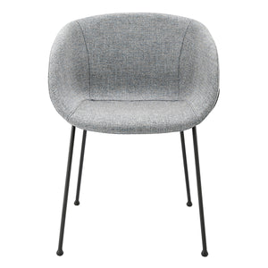 Zach Armchair in Gray-Blue Fabric and Black Legs - Set of 2