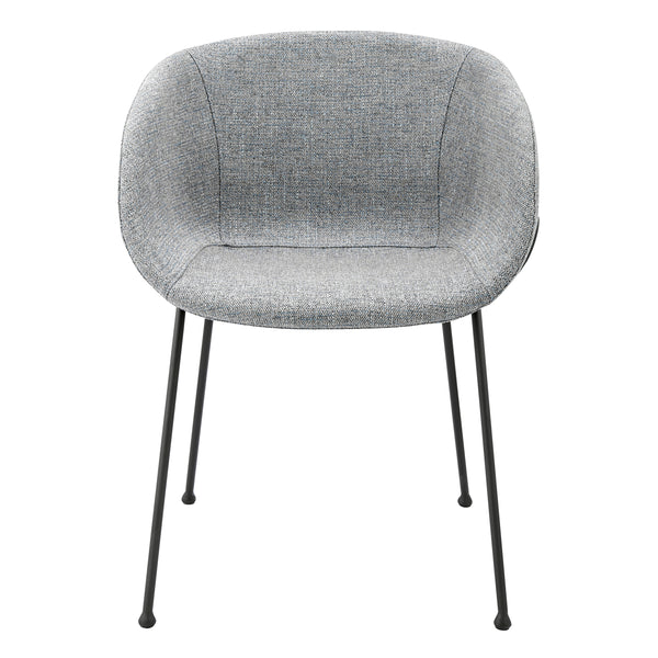 Zach Armchair in Gray-Blue Fabric and Black Legs - Set of 2